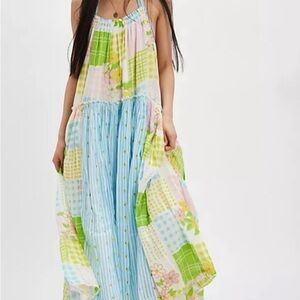 NWT - Free People Patched and Pretty Dress - Halter Dress